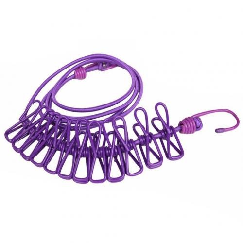 12 Clips Travel Elastic Clothesline