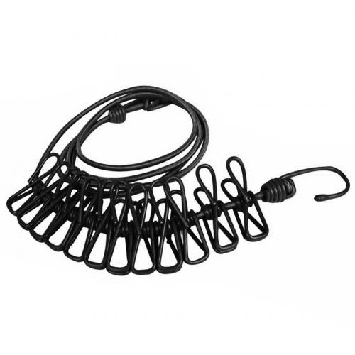 12 Clips Travel Elastic Clothesline