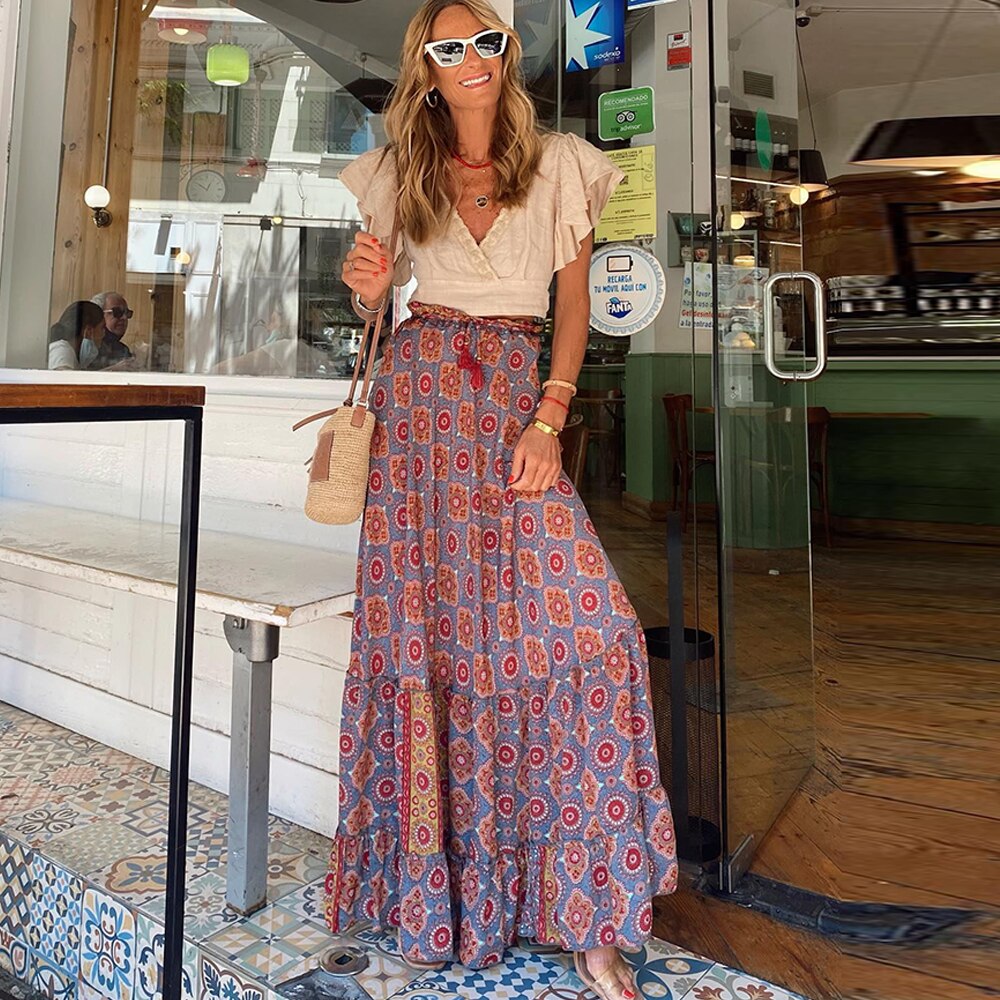 Maxi falda con volantes