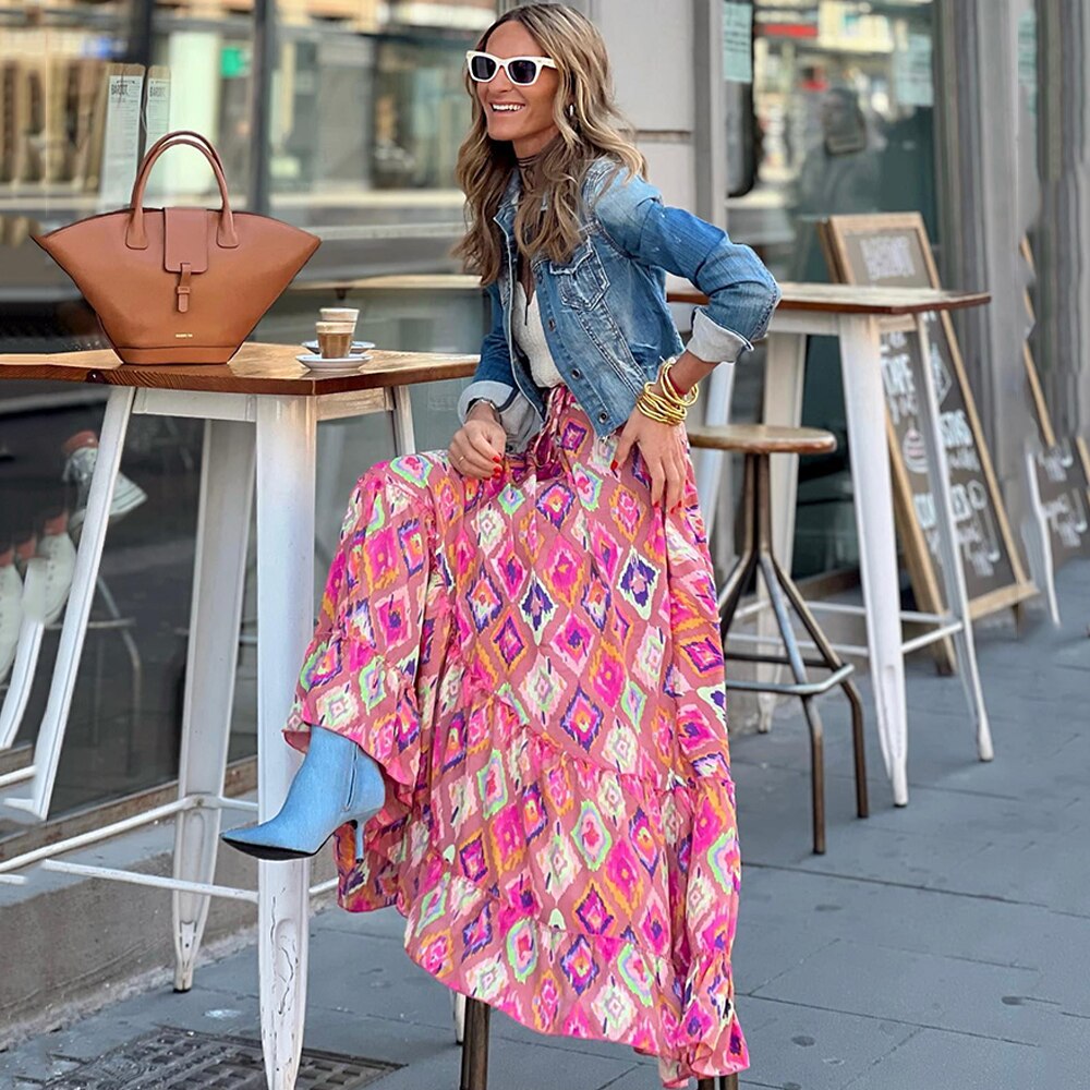 Maxi falda con volantes