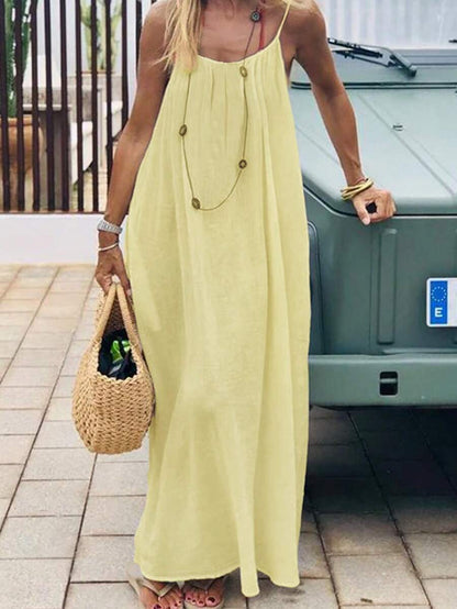 INAWLY Vestido largo con tirantes tipo espagueti y espalda descubierta para mujer, vacaciones