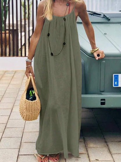 INAWLY Vestido largo con tirantes tipo espagueti y espalda descubierta para mujer, vacaciones