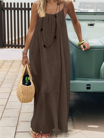 INAWLY Vestido largo con tirantes tipo espagueti y espalda descubierta para mujer, vacaciones