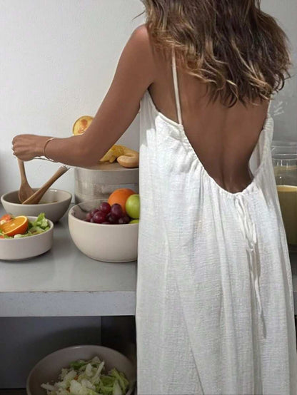 INAWLY Vestido largo con tirantes tipo espagueti y espalda descubierta para mujer, vacaciones