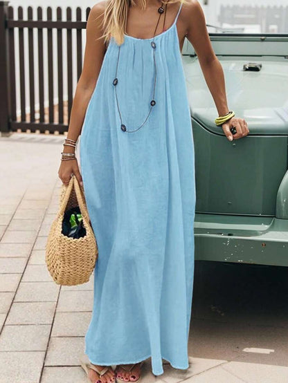 INAWLY Vestido largo con tirantes tipo espagueti y espalda descubierta para mujer, vacaciones