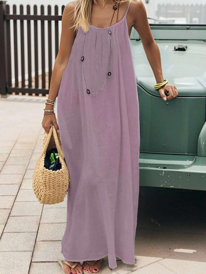 INAWLY Vestido largo con tirantes tipo espagueti y espalda descubierta para mujer, vacaciones
