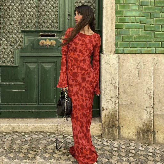 Vestido Rojo de Otoño