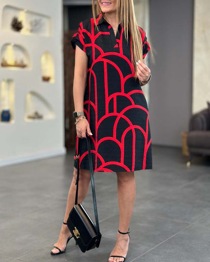 Briar - Geometric Print Polo Dress