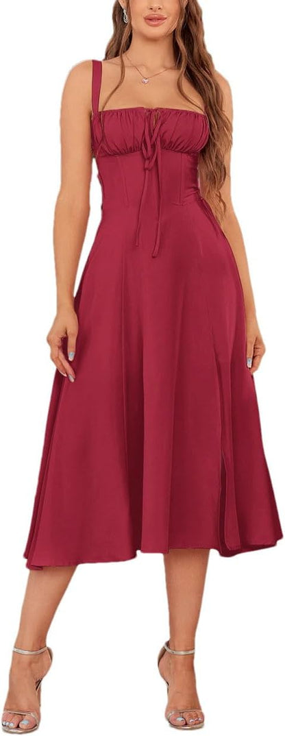 Vestido largo de vendaje para mujer, corsé sin mangas, acolchado, para verano, boda, invitada, fiesta