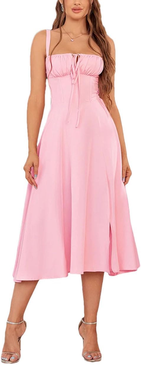 Vestido largo de vendaje para mujer, corsé sin mangas, acolchado, para verano, boda, invitada, fiesta