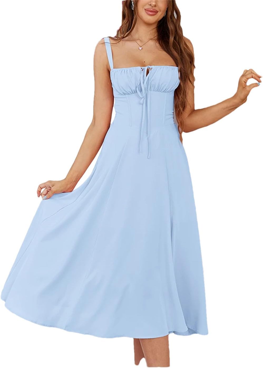 Vestido largo de vendaje para mujer, corsé sin mangas, acolchado, para verano, boda, invitada, fiesta