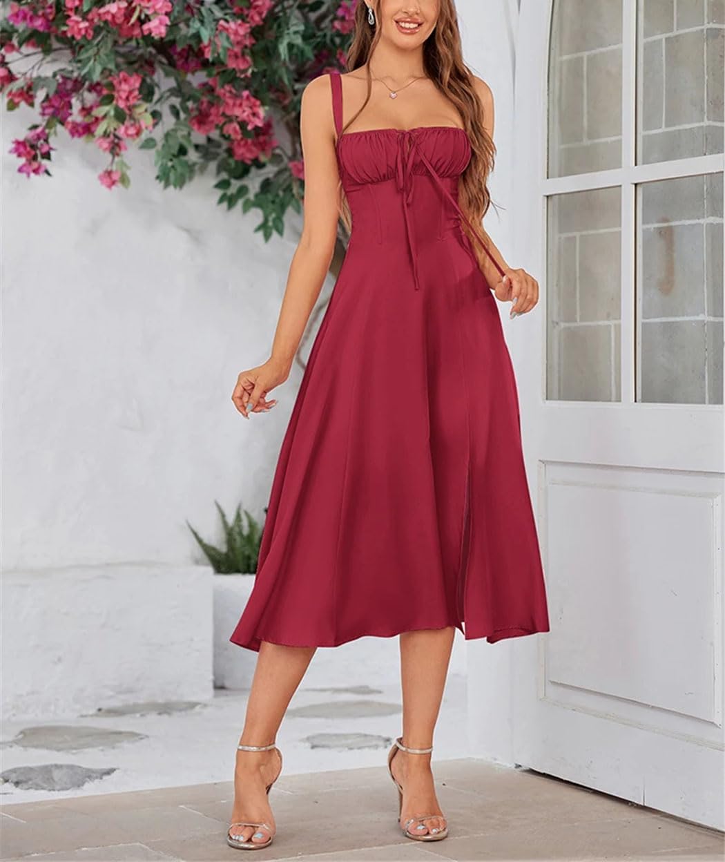 Vestido largo de vendaje para mujer, corsé sin mangas, acolchado, para verano, boda, invitada, fiesta