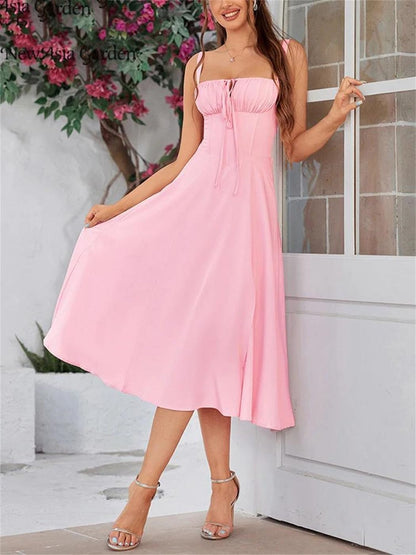 Vestido largo de vendaje para mujer, corsé sin mangas, acolchado, para verano, boda, invitada, fiesta