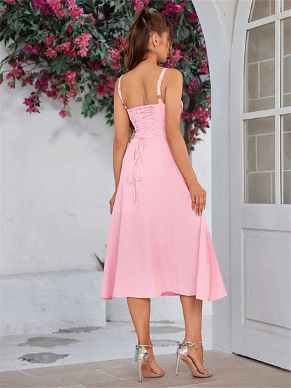 Vestido largo de vendaje para mujer, corsé sin mangas, acolchado, para verano, boda, invitada, fiesta