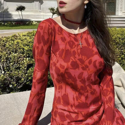 Vestido Rojo de Otoño